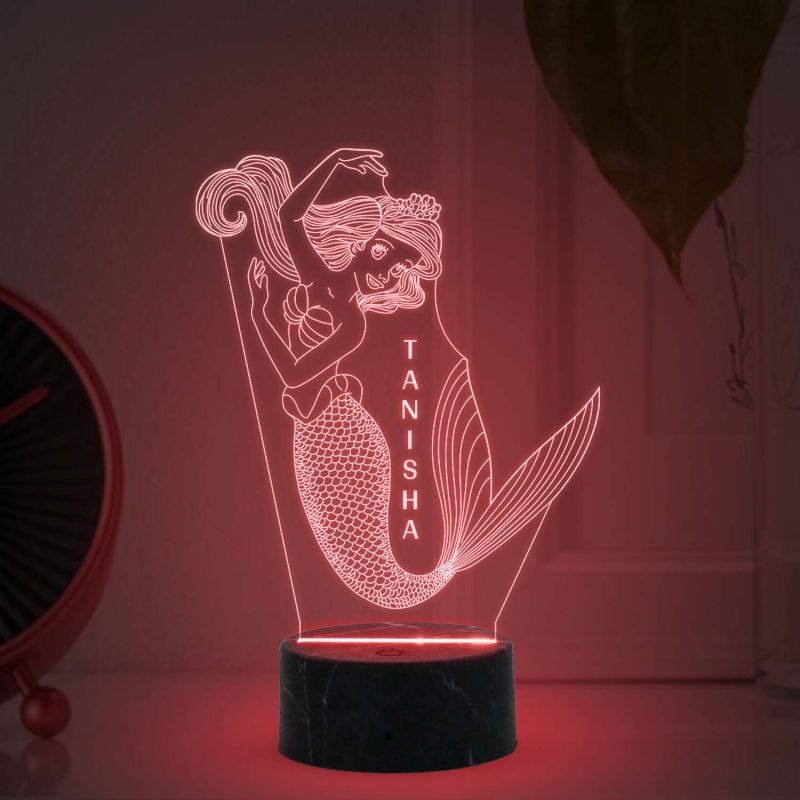 3D Mermaid Led Night Light with Multicolored Light Customized with Name Gift for Birthday Kid , Girl room decoe